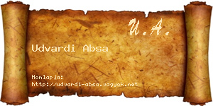 Udvardi Absa névjegykártya